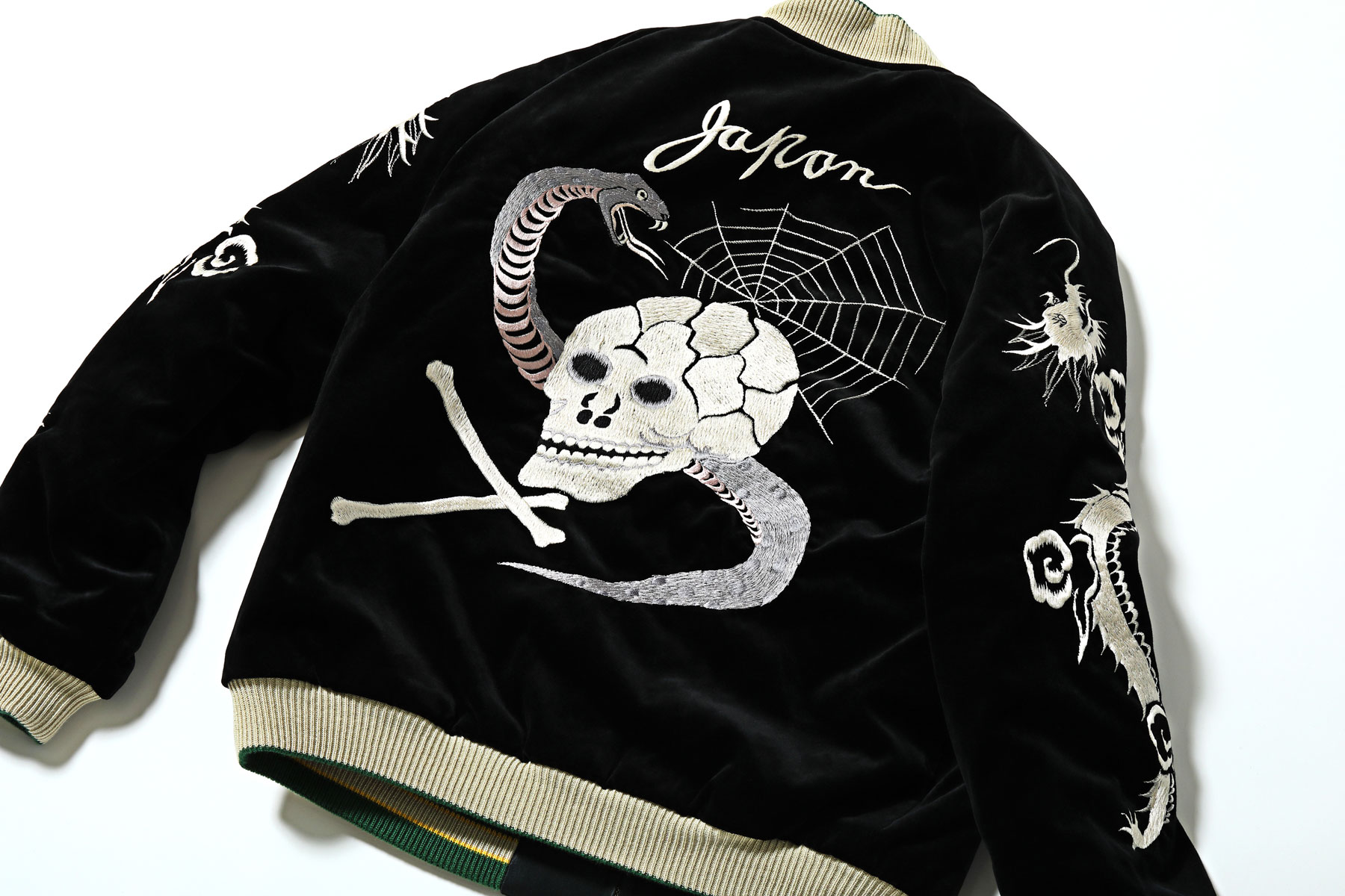 JOURNAL / 2025年1月2日発売 / Lot No. TT15666-119 Velveteen Souvenir Jacket  “SPIDERWEB, SNAKE & SKULL” × “DRAGON & TIGER” - TAILOR TOYO - テーラー東洋